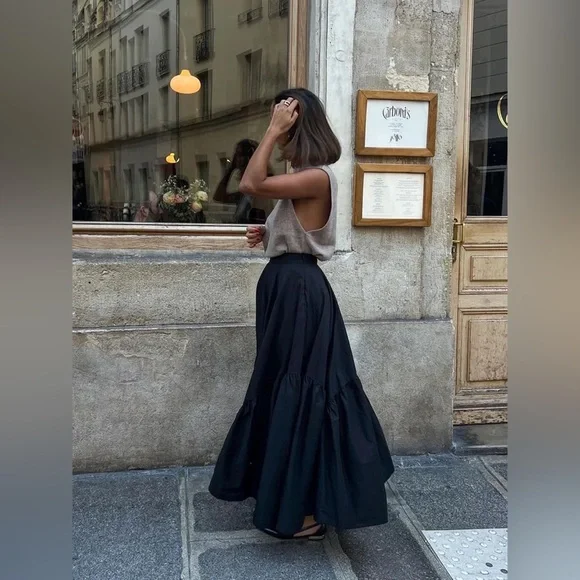 Commense Asymmetrical Pleated Maxi Skirt - Picture 3 of 13